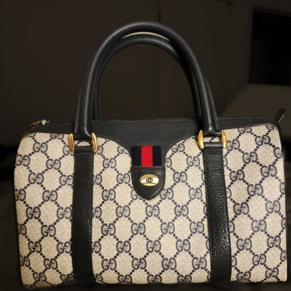 Navy Blue Boston Bag